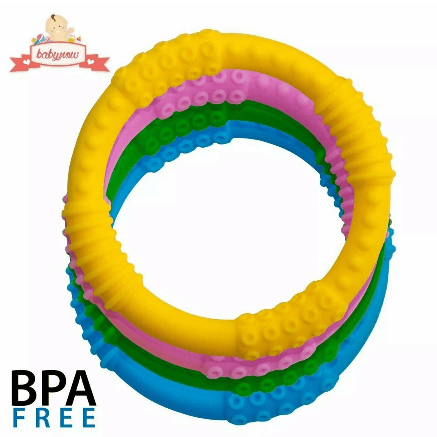 BABY Teething Ring - Sensory Teether Soother Pacifier 2.5"
