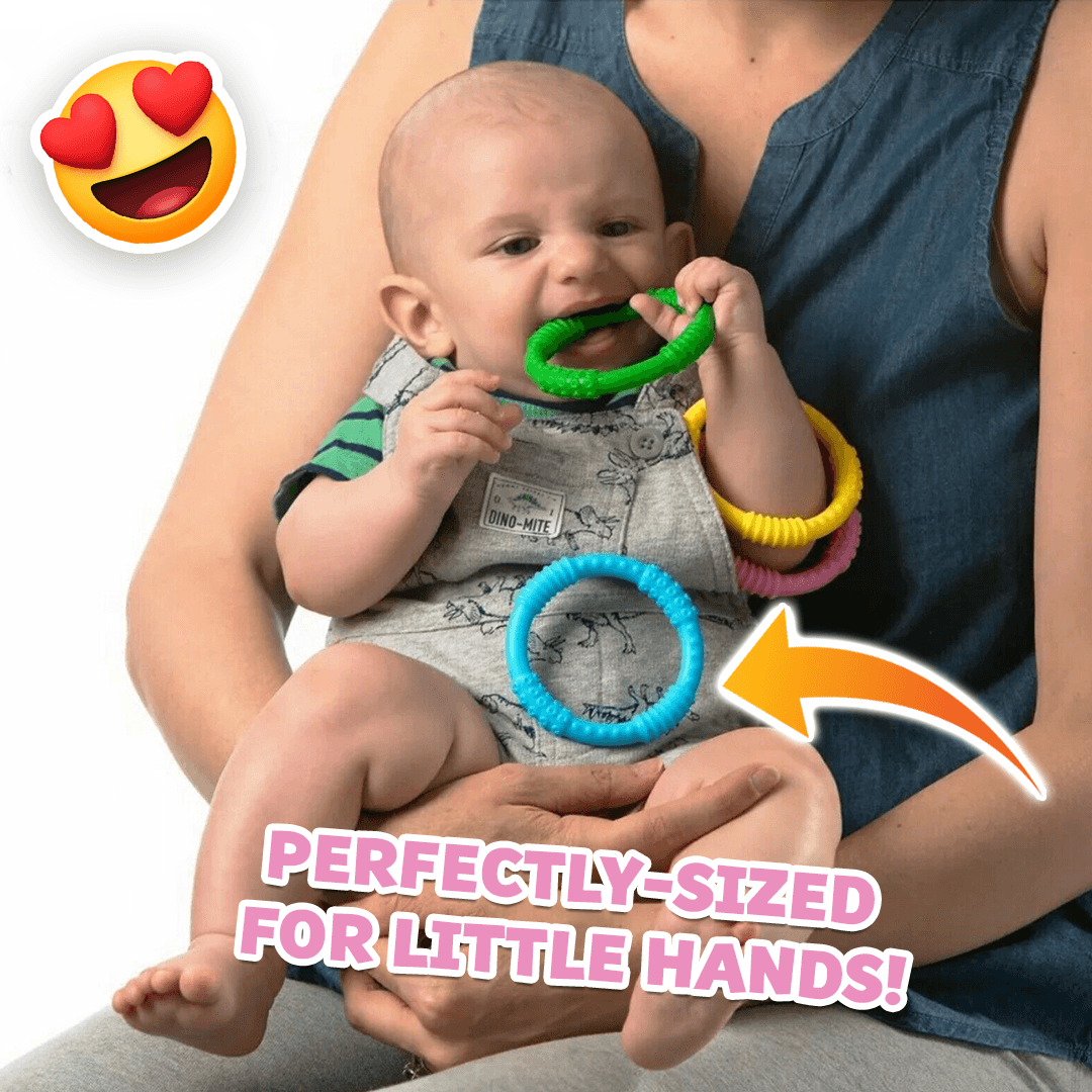 BABY Teething Ring - Sensory Teether Soother Pacifier - 2.5" Chew Toy