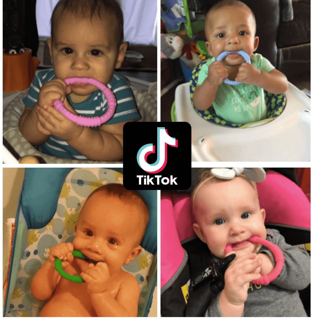 BABY Teething Rings 4 PACK Silicone Teether Pacifier Chew Toy Ring