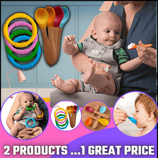 Baby Feeding Spoon + Teething Rings Bundle [8 Items]